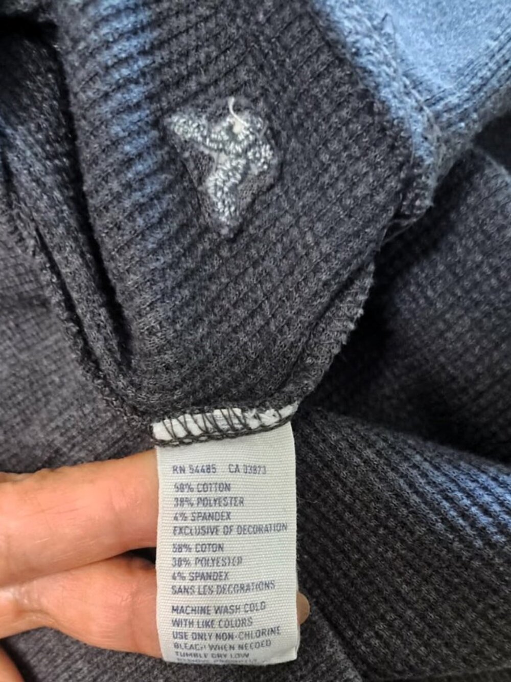 American Eagle Charcoal Gray Waffle Knit Henley Hoodie - Picture 5 of 6